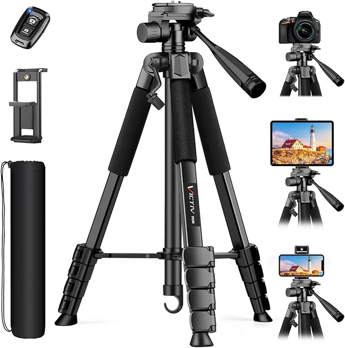 Victiv 68" Phone Tripod Stand, Tablet Tripod for iPhone iPad with Remote and Holder, Phone Stand for Video Recording Travel Photo Vlog Photography, Compatible with Smartphone Digital Camera