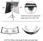 FUDESY Clamshell Light Reflector/Diffuser,67"x24" Curved Photography Lighting Reflector for Photo Video Studio Shooting with Black/Silver/White/Gold Reflectors,Carry Bag