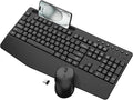 EDJO Wireless Keyboard and Mouse Combo, Full-Size Ergonomic Wireless Computer Keyboard with Wrist Rest, Phone Holder, Sleep Mode, Comfortable Natural Typing Set for Windows, Laptop, Mac, PC