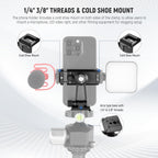 Neewer Phone Tripod Mount Adapter with Arca Type QR Base, Cold Shoe, 1/4" 3/8" Holes, 360° Swivel 180° Tilt, Phone Holder Compatible with iPhone Samsung Arca Swiss DJI RS 4 Pro 3 2 Stabilizer, SP-18