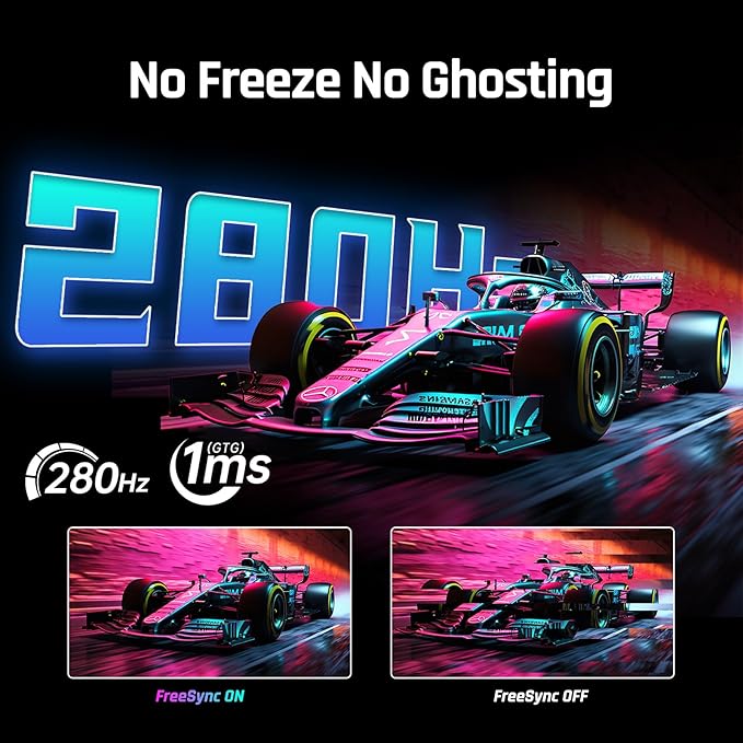 KTC 27'' 280Hz 240Hz Gaming Monitor 1ms GTG 350nits Fast VA 1080P Tilt 126% sRGB Adaptive Sync 4000:1 Contrast Ratio HDR DisplayPort 1.4/HDMI 2.0 VESA