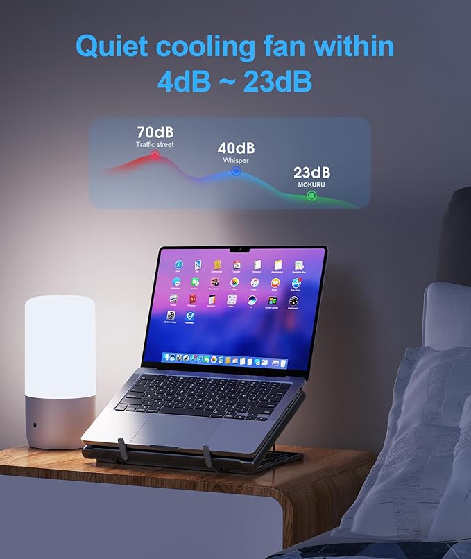 Laptop Cooling Pad Stand, Laptop Cooler with 2 Silent Fans for 10-15.6 Inch Laptops,6 Levels of Height Adjustable Wind Speed with 2 USB Ports (Black)