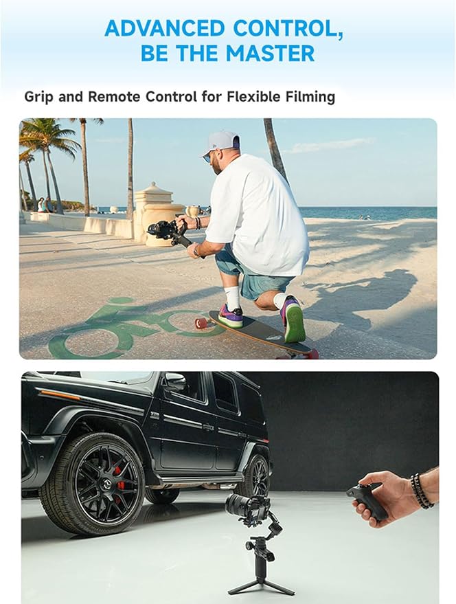 FeiyuTech SCORP Mini-3-Pro Gimbal Stabilizer for Camera Mirrorless/Compact/Action Cameras,Smartphone,18m AI Tracking,Detachable Remote Handle,4.4lbs Payload,3-axis Gimbal for Canon Sony Nikon