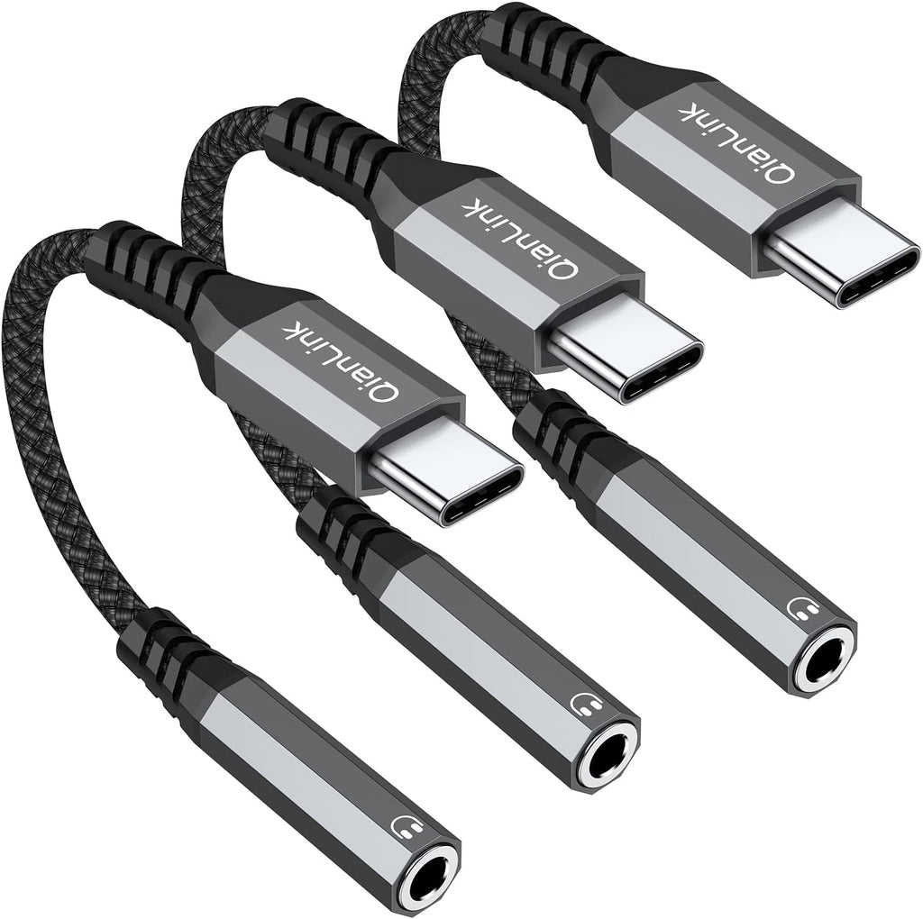 USB Type C to 3.5mm Female Headphone Jack Adapter, (3-Pack) USB C to Aux Audio Dongle Cable Cord for iPhone 15 16 17 Pro Max, Samsung Galaxy S25 S24 S23 S22 S21 S20 Ultra, Note 20, Pixel 8 9,iPad Pro