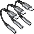 USB Type C to 3.5mm Female Headphone Jack Adapter, (3-Pack) USB C to Aux Audio Dongle Cable Cord for iPhone 15 16 17 Pro Max, Samsung Galaxy S25 S24 S23 S22 S21 S20 Ultra, Note 20, Pixel 8 9,iPad Pro