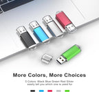 TOPESEL 5 Pack 32GB USB 2.0 Flash Drive Memory Stick Thumb Drives (5 Mixed Colors: Black Blue Green Red Silver)