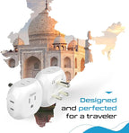 Ceptics India, Pakistan Travel Adapter - 4 Input - Ultra Compact - Light Weight - USA to Any Type D Countries Such as Bangladesh, Maldives and More - 2 Pack (PT-10)