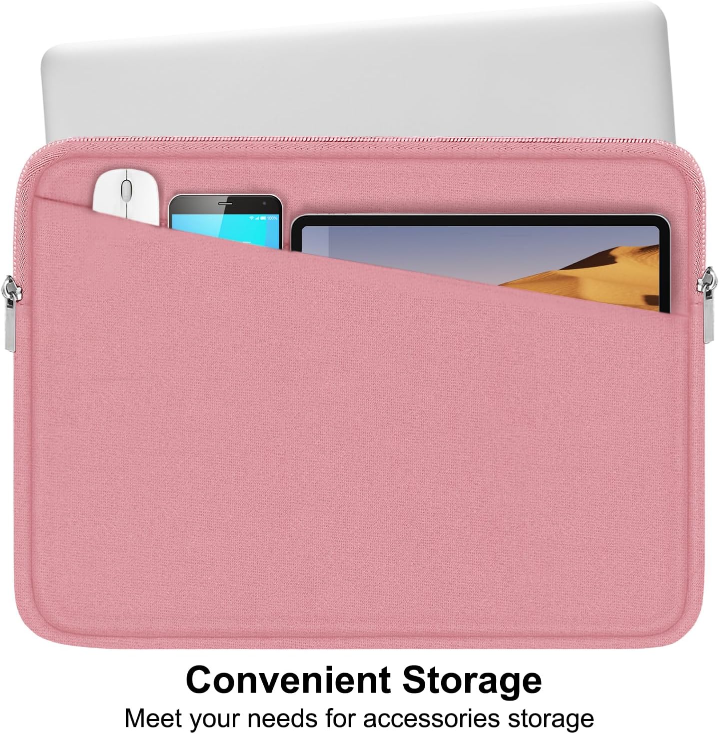 15.6 inch Laptop Case, Slim Computer Carrying Bag Protective Cover Briefcase with Front Pocket, Durable Laptop Sleeve for 15-16 Inch HP, Dell, Lenovo, Asus- Red Pink