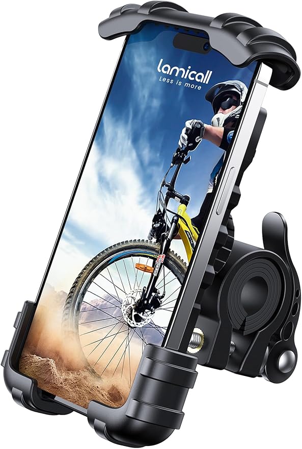 Lamicall Bike Phone Holder, Motorcycle Mount - Motorcycle Phone Holder, Handlebar Cell Phone Clamp, Scooter Phone Clip for iPhone 16 Pro Max/Plus, 15 Pro Max, S10, S20, More 4.7" to 6.8" Smartphones