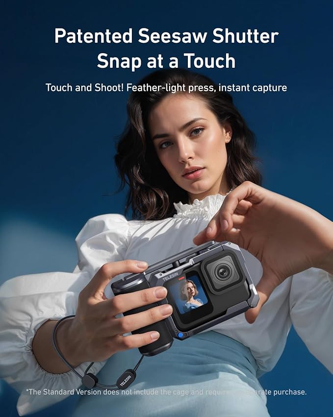 TELESIN Street Grip Kit For Hero 9-13 | Without Metal Rabbit Cage | Camera Grip Holder with Seesaw Design | Ergonomic Handle Grip Design | Backup TF Card Slot | Quick Battery Access | Vlog Grip Holder