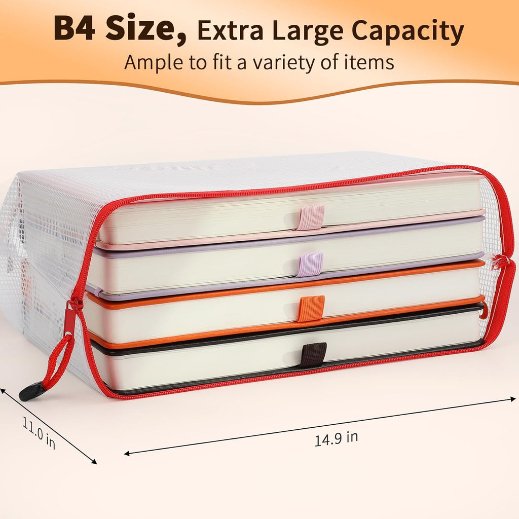 Umriox Zipper Mesh Document Pouch, 14.9x11.0 (6 Colors, 18 Packs), Clear Zipper Pouches, Waterproof Zipper Pouches for Craft Projects Office Supplies Cosmetics Travel Storage