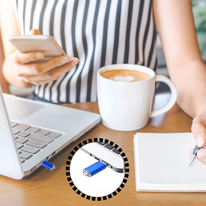 Hoteam 50 Pack USB 2.0 Flash Drives Bulk Blue Portable Thumb Drive with Hat USB Sticks Bulk with 50 Pcs Lanyards for Data Storage File Sharing Commercial Gift(256MB)