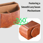 Remote Control Holder, Spinning Desk Organizer, Nightstand Bedside Caddy for TV Remotes/Tablets/Phones/Eyeglasses/Books/Pens - Brown