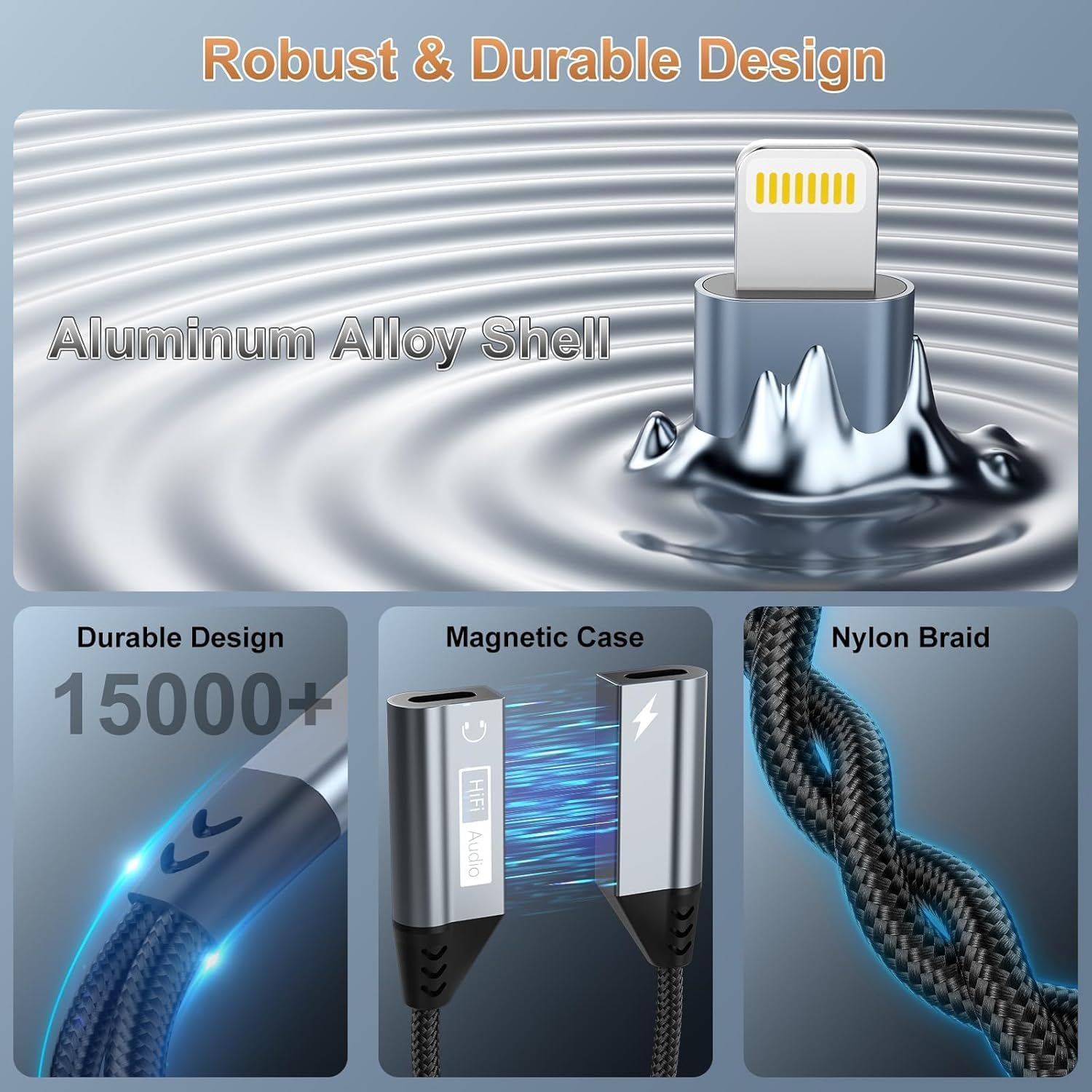 Magnetic Lightning to Dual Lightning AUX Adapter, [Apple MFi Certified] 2 in 1 iPhone Audio and Charger Splitter, Dongle Compatible with iPhone 14/13/12/11/XS/XR/7/8 and iPad,SupportsCharging & Audio