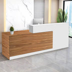 Reception Desk with Counter Modern Checkout Counter with Lockable Drawer Keyboard Tray Receptionist Desk for Office Salon Reception Table C Left 59inch/150cm
