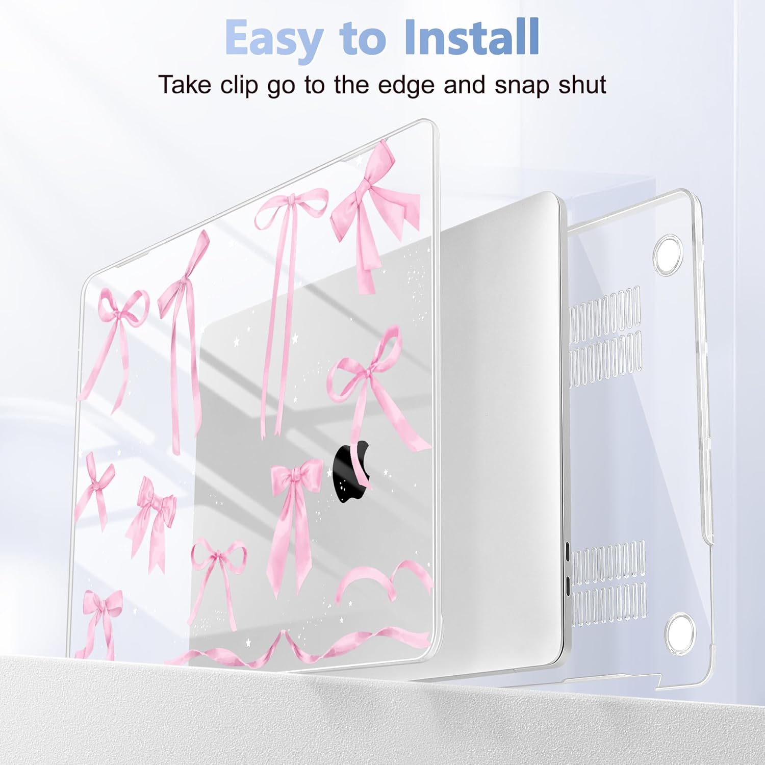 Case for MacBook Pro 13 inch with/Without Touch Bar (2016-2022, M2 A2338 M1 A2289 A2251 A2159 A1989 A1706 A1708), Hard Shell + Keyboard Cover + Dust Plug, Bowknot