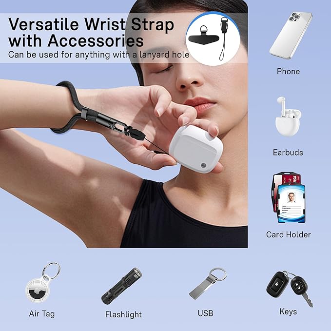Kaptron Adjustable Phone Wrist Strap - Universal Cell Phone Lanyard Wrist Strap with Lanyard Patches