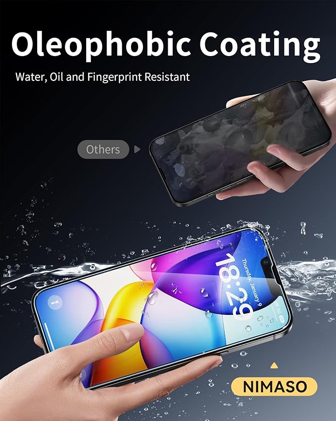 NIMASO for iPhone 16e/13 Pro/13/14 Screen Protector, 2 Pack HD Clear Tempered Glass Screen Protector for iPhone 16e, Automatic Dust Removal, Instant Installation(6.1 inches)