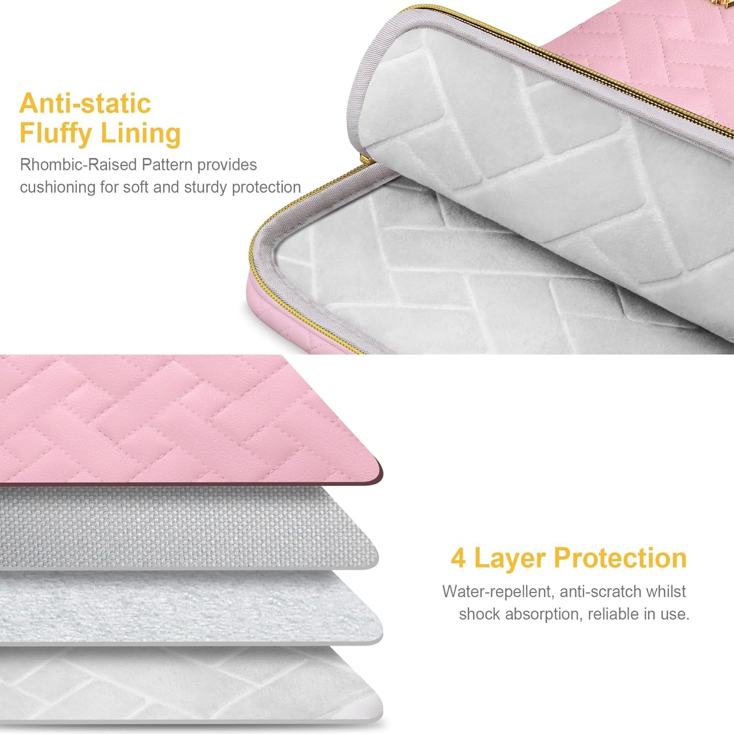 Lacdo Laptop Sleeve Case for 14 inch New MacBook Pro M4/M3/M2/M1 Chips Pro Max A3112 A3401 A3185 A2918 A2992 A2779 A2442 2024-2021, 13.8 inch Surface Laptop 7th Copilot+PC Computer Bag, Sakura Pink