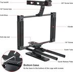 Universal Aluminum Alloy DSLR Mirrorless Camera Camcorder Stabilizer Extension Cage Mount for Mic Monitor Light, Movie Making Rig YouTube Tiktok Vlogging Video Kit w/Phone Holder for Canon Sony Nikon