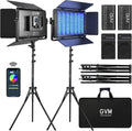 GVM 1500D RGB LED Video Light with Battery, 75W Video Lighting Kit with Bluetooth Control, 2 Packs Led Panel Light for Photography, YouTube Studio, Video Shooting, Conference,1128 Led Beads