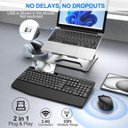 EDJO Wireless Keyboard and Mouse Combo, Full-Size Ergonomic Wireless Computer Keyboard with Wrist Rest, Phone Holder, Sleep Mode, Comfortable Natural Typing Set for Windows, Laptop, Mac, PC
