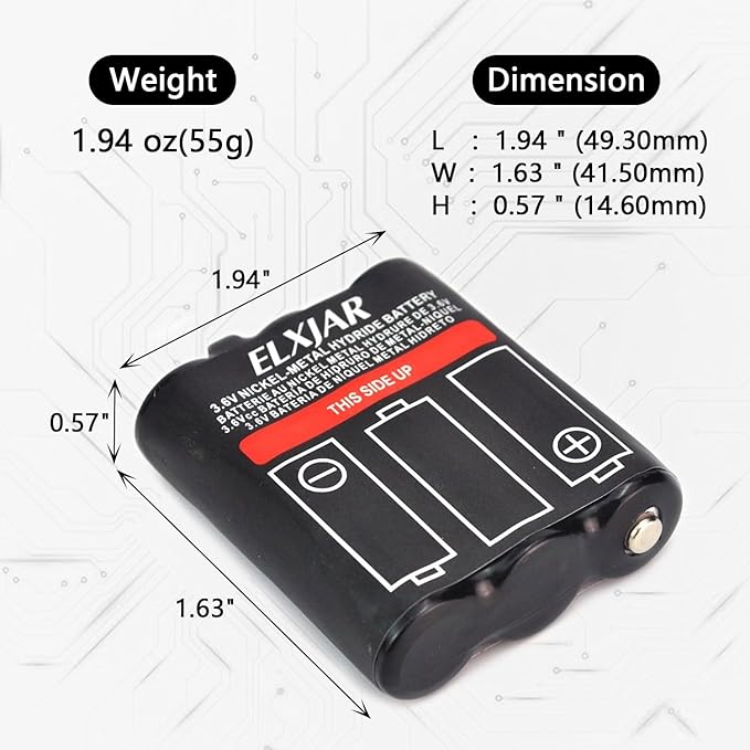 (2-Pack) 3.6V 800mAh Ni-MH Battery Replacement for Motorola PMNN4477AR T200 T400 T500 T800 T600 T62 T82 T92 T260 T265 T801 T460 T465 T480 Walkie Talkies