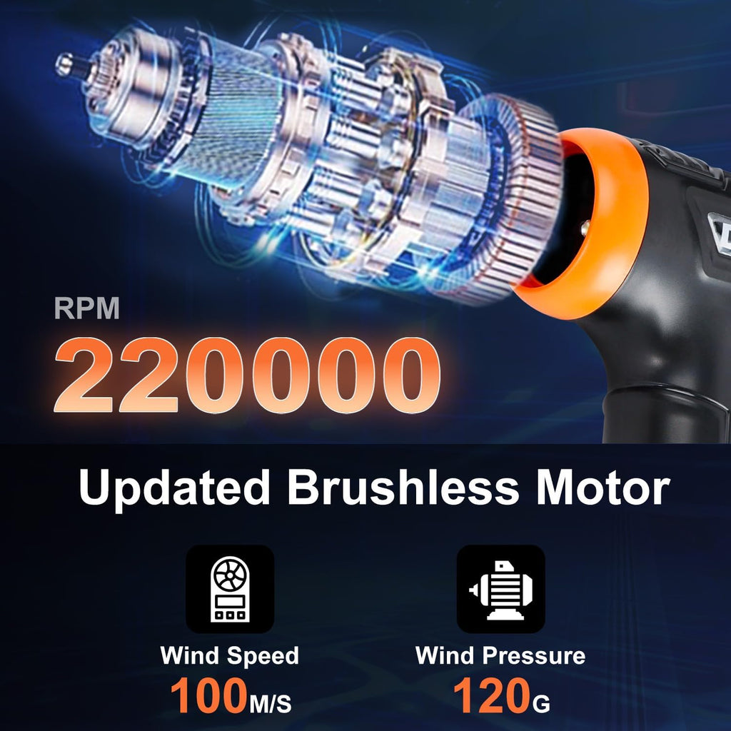 Compressed Air Duster, 220000RPM Canned Air Duster for Computer Cleaning Kit, 3 Speed Compressed Air Can with LED Light, Electric Air Duster for Cleanning Car, PC, Electronics