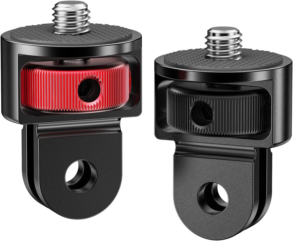 2 Pieces Camera Tripod Mount for Gopro Adapter 360°Adjustable Aluminum Alloy Conversion Adapter for GoPro Hero, Insta360, Sjcam Action Cameras and Other Standard 1/4 Accessories (GC-2)