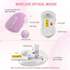 Wireless Keyboard and Mouse Combo, EDJO 2.4G Full-Sized Ergonomic Computer Keyboard with Wrist Rest and 3 Level DPI Adjustable Wireless Mouse for Windows, Mac OS Desktop/Laptop/PC(White Pink)