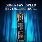 EN605 512GB M.2 SSD, NVMe1.3 PCIe Gen3 x4 SSD TLC, Internal Hard Drive, M.2 2280 - Read/Write Speed up to 2150/1600 MB/s - Internal SSD Compatible with Laptop & PC Desktop