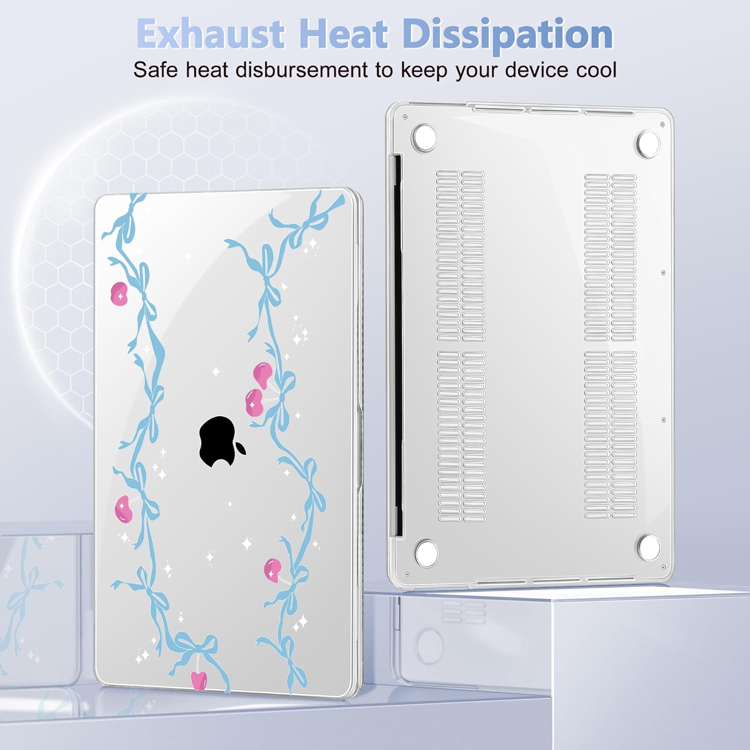 Case for MacBook Pro 13 inch with/Without Touch Bar (2016-2022, M2 A2338 M1 A2289 A2251 A2159 A1989 A1706 A1708), Hard Shell + Keyboard Cover + Dust Plug, Cherry Bow