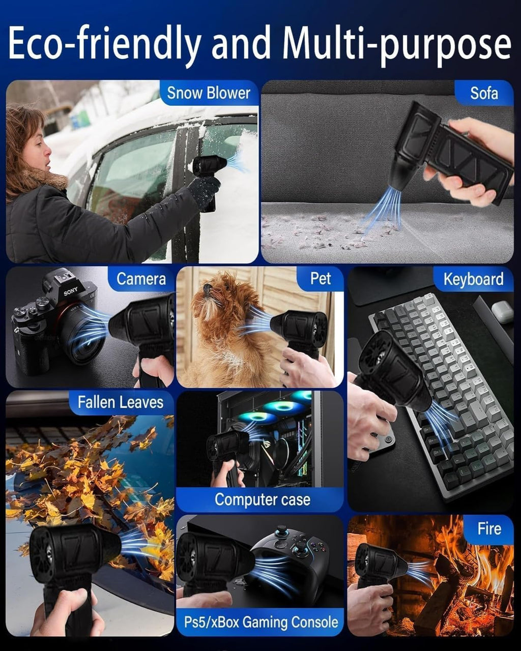 Compressed Air Duster, 360000 RPM Electric Air Duster, Rechargeable Cordless Air Blower Power Turbo Fan,5 Gears Adjustable Jet Dry Blower Replace Air Can for Keyboard Computer Car Outdoor Home