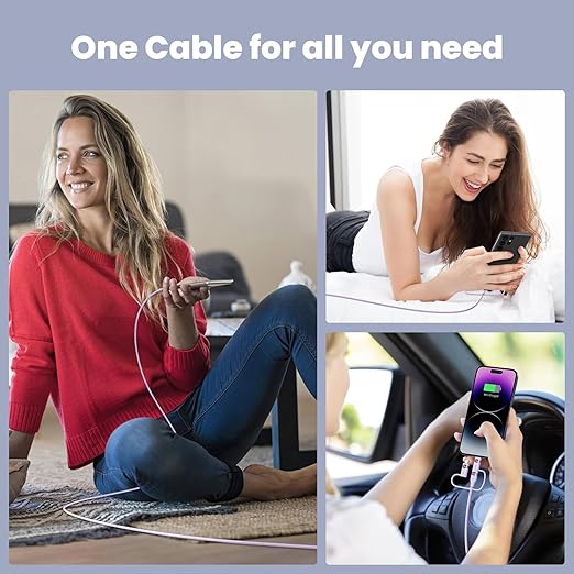 100W USB C Multi Charging Cable, USAMS 6.6FT 5-in-1 5A Fast Sync Charger Adapter Nylon Braided Type-C Cable for Laptop/Tablet/Phone and More