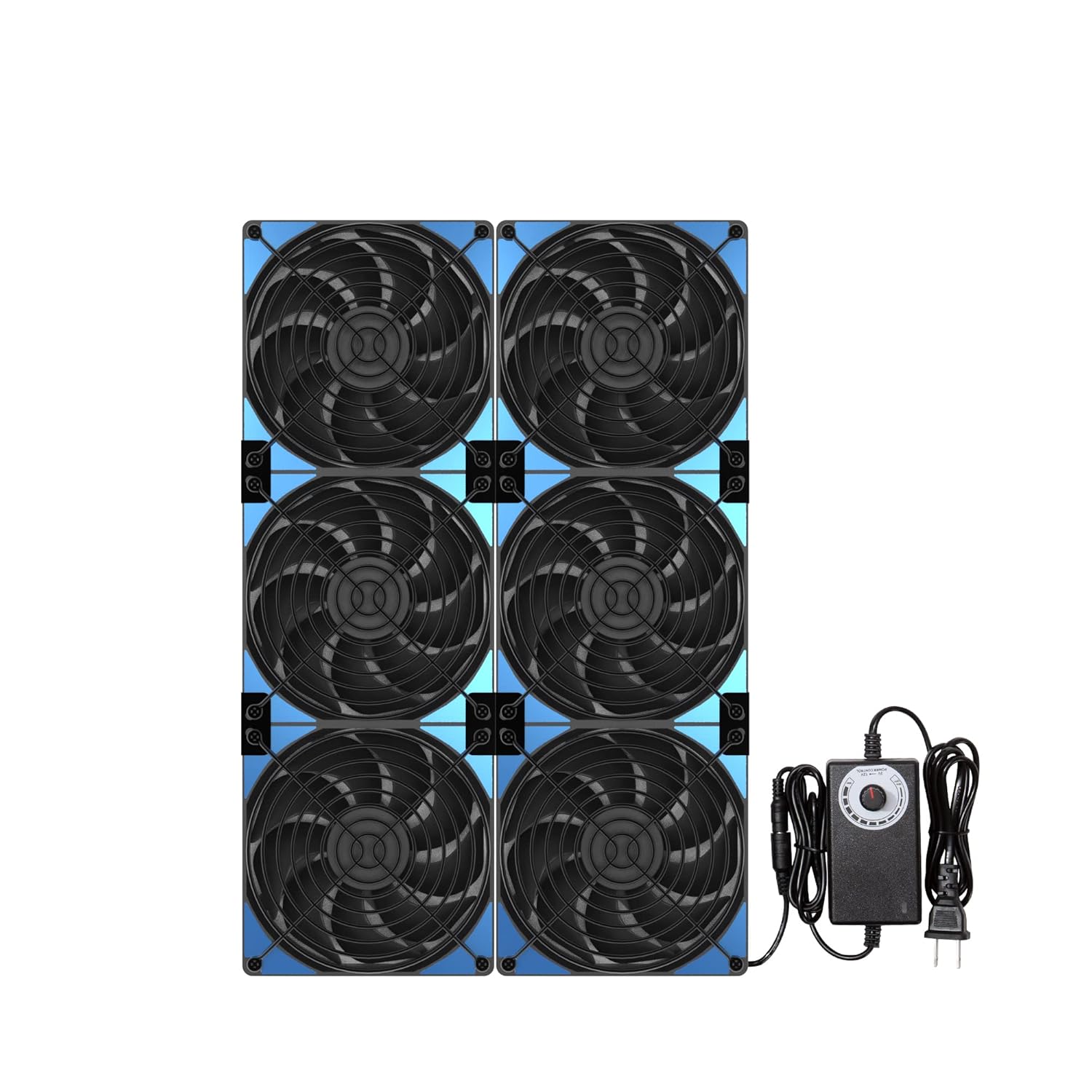 120mmx6 720mm Adjustable Computer PC Vent Fans 3V-12V Speed Controller for Flexible Arrange Cabinet Rack Space Window Wall Server Mining Rig Chicken Coop Exhaust Cooling