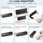 Portable Printer Wireless for Travel, Inkless Thermal Printer Supports 8.5 x 11 Inch Thermal Paper, Bluetooth Compatible with iOS, Android, Laptop Includes 2 Rolls & 10 Sheets of Paper Kit