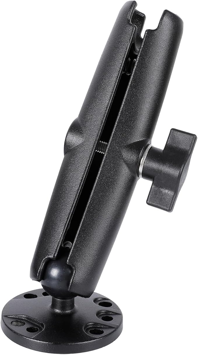 1" Ball Double Socket Arm with AMPS Hole Round Plate Base, Aluminum Alloy Arm&Drill Base, Compatible with RAM Mounts 1 Inch Ball Components, for Bike Car Motorcycle Phone Mount (6.69" Length)