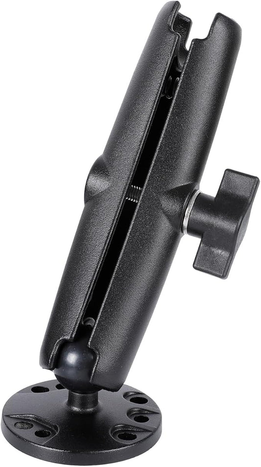 1" Ball Double Socket Arm with AMPS Hole Round Plate Base, Aluminum Alloy Arm&Drill Base, Compatible with RAM Mounts 1 Inch Ball Components, for Bike Car Motorcycle Phone Mount (6.69" Length)