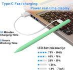 Stylus Pen for iPad 9th&10th - Type-c Charging Pencil for ipad Palm Rejection Active Pen Compatible with (2018-2025) Apple iPad 6/7/8/9/10/11(A16), Air 3/4/5/M2/M3, Mini 5/6, Pro 11"/12.9"/M4（Green）