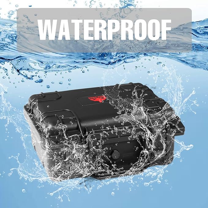 10x 9.4x 4.8 Inch Hard Case, Portable Weather Waterproof Protective Camera Case with Customizable Foam, Fit Use of Drones, Camera, Equipments, Black