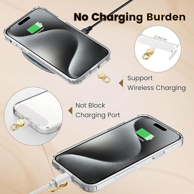 OUTXE Phone Tether Tab Rotatable 360°, 4 Pack Phone Lanyard Patch for Phone Strap Compatible iPhone & Other Cell Phone (White)