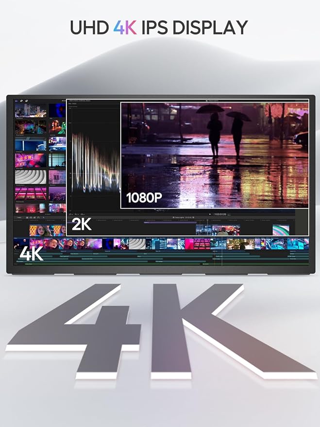 UPERFECT Portable Monitor 18.4-inch 4K 60HZ 10 Bit w/VESA & Stand 180° Adjustable Ultra-Slim & Lightweight Frameless FHD FreeSync IPS HDR Gaming Display, Travel Second Monitor for Laptop