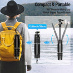 SIRUI Lightweight Carbon Fiber Travel Tripod, 6kg Load Capacity Compact Camera Support with Carry Bag, Portable for DSLR Mirrorless Cameras, Max Height 54" for Hiking Vacation Vlogging