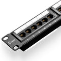 NewYork Cables 24 Port Cat6 Patch Panel – 10Gb Ethernet, 1U Rackmount 19-Inch, T568A/B Color-Coded Labels, Unshielded, 110/Krone Compatible, Black