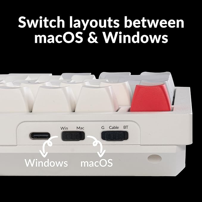 Keychron Q6 Max QMK/Launcher Wireless Bluetooth/2.4 GHz/USB-C Wired Custom Mechanical Keyboard, Full Size Programmable Knob RGB Backlit Hot-Swappable Gateron Red Switch for Mac Windows Linux - White