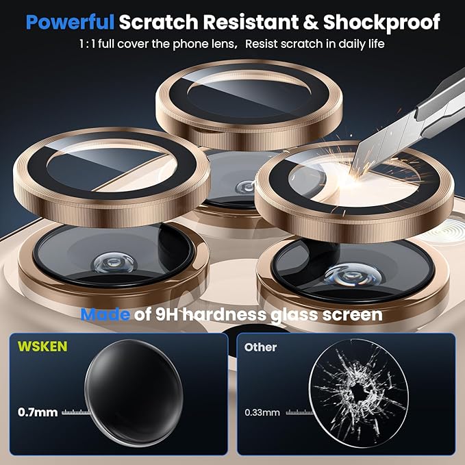 WSKEN for iPhone 16 Pro/iPhone 16 Pro Max Camera Lens Protector - [Original Shooting Model] Shatterproof Ultra HD Tempered Metal Glass Camera Screen Protector Cover Film Accessories