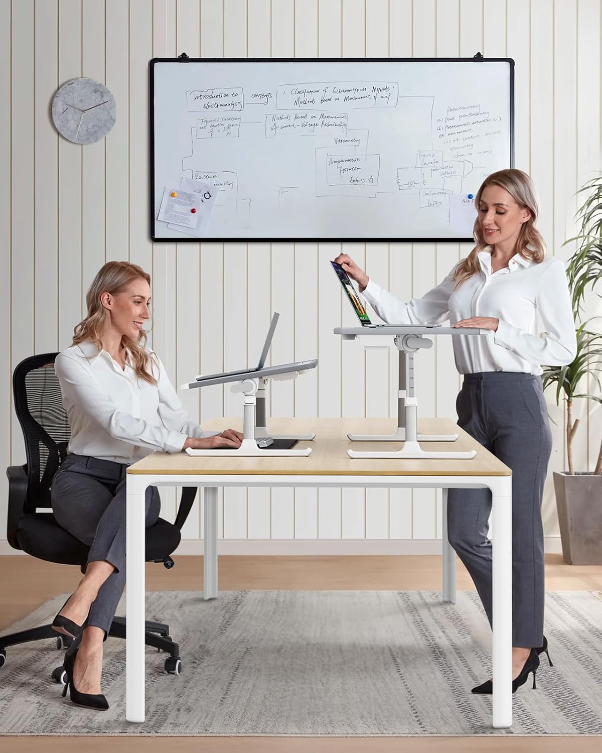 SAIJI Laptop Bed Tray Desk with LED Desk Light, Adjustable Laptop Stand for Bed, XX-Large PVC Leather Foldable Table with Book Stand, Wrist Rest, Extra Leg Room (Grey)