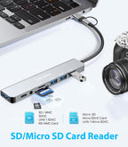 USB C Hub USB Hub 3.0 for Laptop, Upgrade 8 in 2 USB Splitter with USB-C/4 USB A Port Extender, TF/SD Card Slot, 3.5mm Audio Adapter, USBC USB Dongle for PC/Mac/MacBook/Laptop/iPad/Tablet