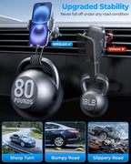 Phone Holders for Your Car with Double Metal Hook Clip, 【One-Hand Operation】 Air Vent Cell Phone Car Mount, Universal Automobile Cradle Fit for iPhone Android and All Smartphones, Dark Black