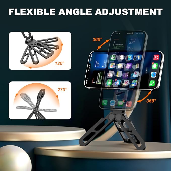 COMAN DP55 Magnetic Phone Tripod for iphone, Foldable Magnetic Mini Tripod Pocket Cell Phone Stand with Arca-Swiss, 1/4'' Screw Hole, Cold Shoe Mount, Compatible with Magsafe for iPhone 16/15/14/13/12